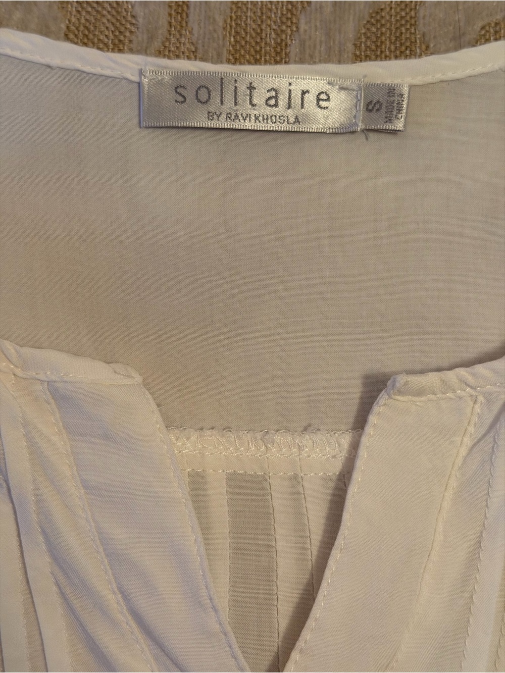 Solitaire Ravi Khosla White Crochet Lace Boho Tunic Blouse Medium - Picture 9 of 13